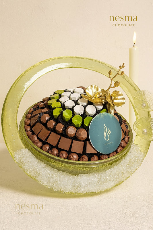 Elegant Green Chocolate Tray With Handle